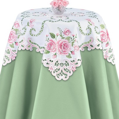 Collections Etc Embroidered Dainty Rose Scalloped Edge Table Linens