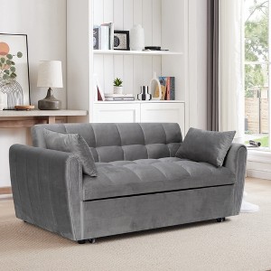 KWPZQEB 65" 3-in-1 Foldable Sofa Bed, Large Loveseat Sofa with Armrests, Cushioned Sofa with Hight Back & Pillows, Futon Sofa for Living Room - 1 of 4