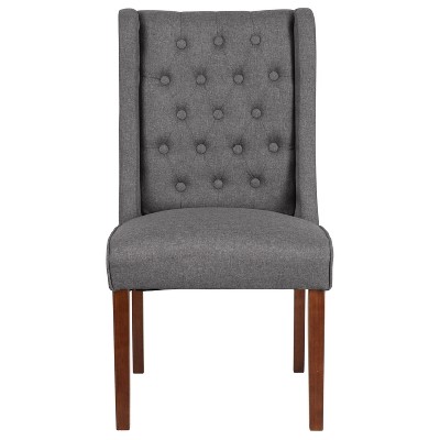 Gray Faux Leather Upholstered Parsons Side Chair with Wood Frame