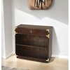 HomeRoots 28" Dark Brown Wood Two Tier Bookcase with A Drawer - 2 of 4
