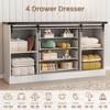 Farmhouse 4 Drawer Dresser for Bedroom, 45" Wood Dressers with Sliding Barn Doors, TV Stand with Large Drawers & Bar Handles, White Dressers - 4 of 4