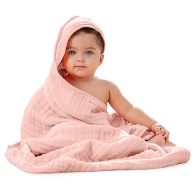 Hooded Baby Towels - 6 Layer, 100% Muslin Cotton - Large 32 x 32 Inch By Comfy Cubs