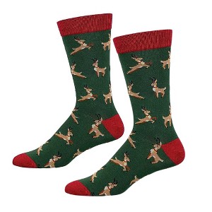 Socksmith 18.0 Inch Leaping Reindeer Antlers Standing Christmas Crew Socks - 1 of 3