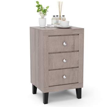 Costway Nightstand Sofa Side Coffee Table with  3 Drawer for Bedroom Living Room Black/Grey/White