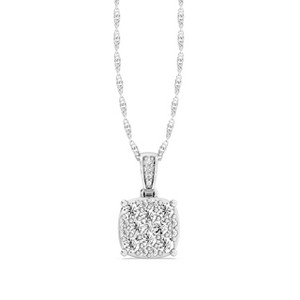 GILDED Lab Diamond (SI1-SI2 Clarity, F-G Color) and Sterling Silver Round & Pear Shape Pendant with 18 inch Cable Chain and Spring Ring Clasp - 1 of 4