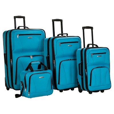 Rockland Journey 4pc Softside Checked Luggage Set - Turquoise : Target