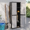 vidaXL Outdoor Storage Cabinet Gray and Black 25.6"x14.6"x65" PP - 3 of 4