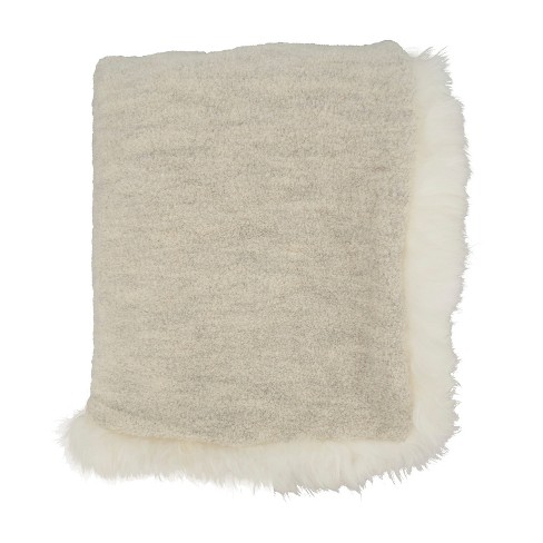 Saro Lifestyle Wildly Cozy Llama Fur Throw Blanket With Lamb Fur