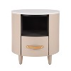CAVINAS Round Nightstand with Storage Drawer,Modern Bedside Table with Open Storage Shelf,Nightstand with Curved Design for Bedroom - 4 of 4