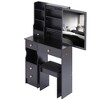 Small Size Left Drawer Makeup Vanity Desk With Cushioned Stool, Power Station, Makeup Table Set with Extra Large Touch Control Sliding LED Mirror - 2 of 4