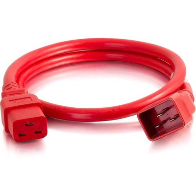 C2G 6ft 12AWG Power Cord (IEC320C20 to IEC320C19) -Red - For PDU, Switch, Server - 250 V AC / 20 A - Red - 6 ft Cord Length