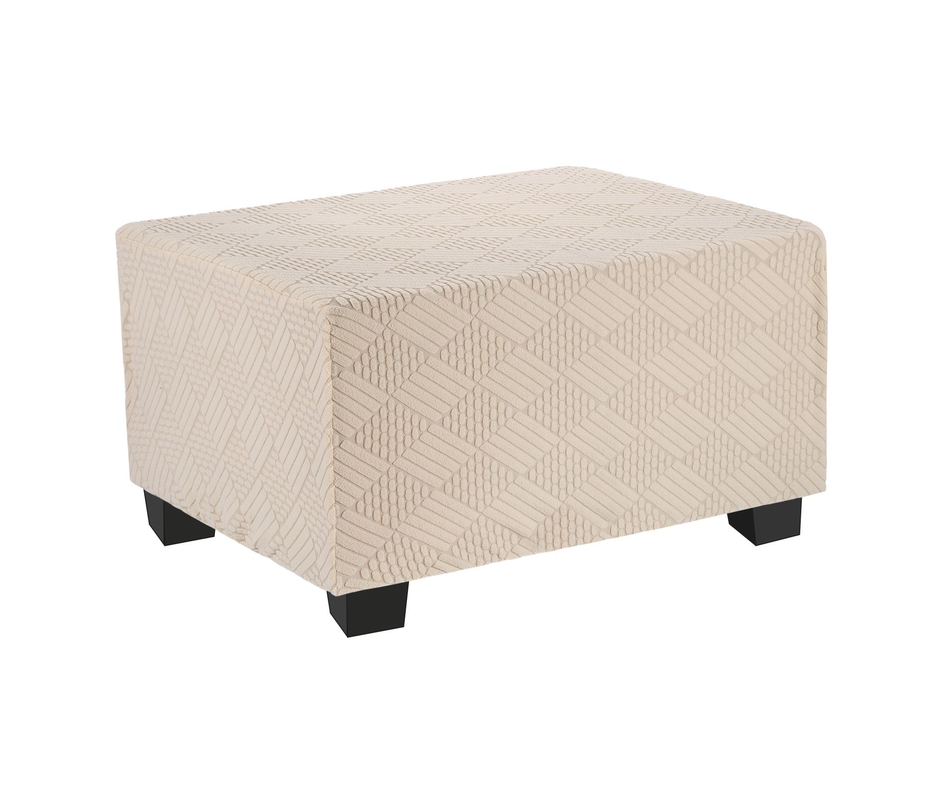 Unique Bargains  Elastic Furniture Protector Stretch Foot Stool Cover for Living Room Bedroom 1 Pc Beige Fit 85-95cm / 33"-37"