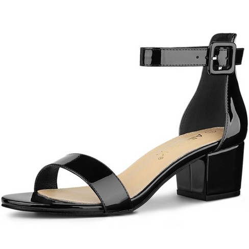 Patent Leather Block Heels - Black