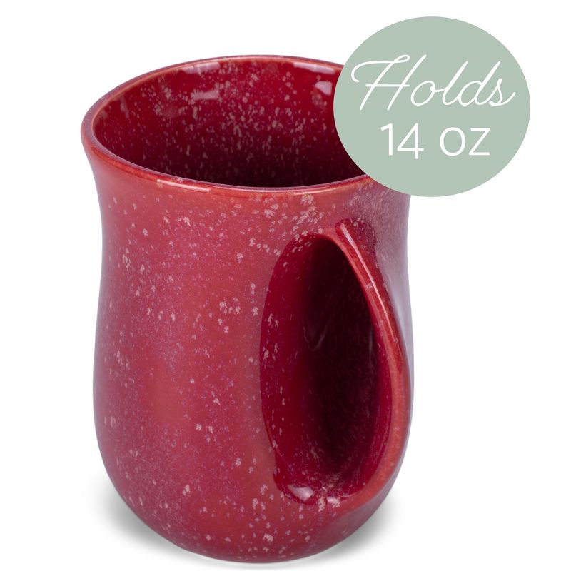 Elanze Designs Reactive Glaze 14 ounce Ceramic Handwarmer Mugs Set of 2, Maraschino Red, 2 of 6