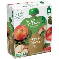 Plum Organics 4pk Apple & Broccoli Baby Food Pouches - 16oz