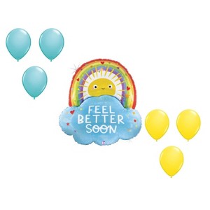 LOONBALLOON 35 Inch Feel Better Rainbow Sun Balloon Medium Shape Set (6x latex) - 1 of 1