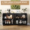 62 Inch Rattan Sideboard Buffet Cabinet, 4-Door Kitchen Storage Cabinet with Shelves - 4 of 4