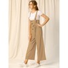 Allegra K Women's High Waist Wide Leg Belted Button Long Overalls Jumpsuit - 2 of 4