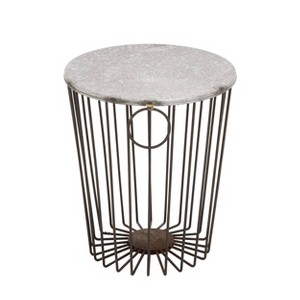 Metal Wire Stool Patio Accent Table - Olivia & May: Round Aluminum Top, Fade-Resistant Outdoor Drum Table - 1 of 4