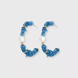 Beaded Pearl Hoop Earrings - A New Day™ Blue