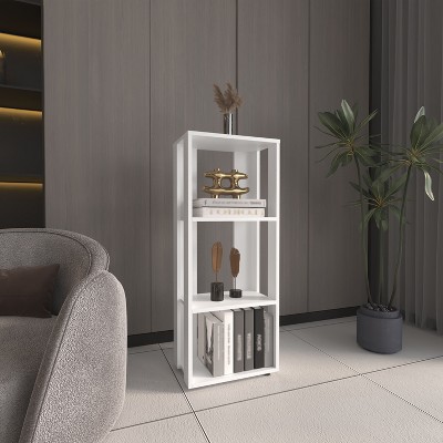 TOAOTBNBO Freestanding Bookcase Storage Organizer, Bookshelf with 3 Open Compartments for Small Space, Display Book Shelf for Bedroom, White