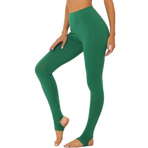 INSPIRE CHIC Women's Elastic Waistband Soft Gym Yoga Cotton Stirrup Pants Leggings - 1 of 4