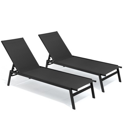 Pellebant Patio Lounge Chairs Set of 2 Patio Chaise Lounge Rustproof Pool Lounge Chairs with Adjustable Backrest