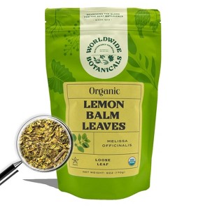 Worldwide Botanicals Organic Lemon Balm Tea, 6 Ounces - Loose Leaf Premium Herbal Tea | 100% Pure Lemon Balm Leaves - 1 of 4