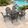 Hzzkey 7-Piece Rectangle Cast Aluminum Patio Set , Brown Cushions , Umbrella Hole , Black - 4 of 4