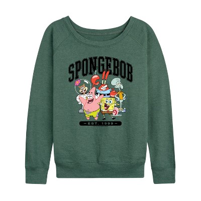 Women's - SpongeBob SquarePants - Collegiate Lightweight French Terry Wide Neck Long Sleeve Shirt