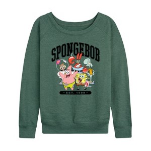 Women's - SpongeBob SquarePants - Collegiate Lightweight French Terry Wide Neck Long Sleeve Shirt - 1 of 4