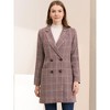 Allegra K Women's Double Breasted Notched Lapel Plaid Overcoat with Pockets - 4 of 4
