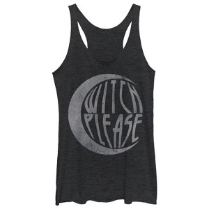 Women's CHIN UP Halloween Witch Please  Racerback Tank Top - Black Heather - 2X Large - 1 of 3