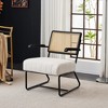 Beautyolove Mid-Century White Faux Lambskin Black Arm Upholstered Accent Chair Armchair - 2 of 4