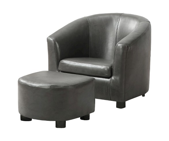 Kids Juvenile Chair And Ottoman Set - Charcoal - EveryRoom
