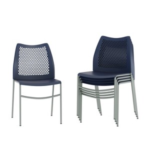 Flash Furniture 5 Pack Hercules Stackable Chair with Air-Vent Back and Powder Coated Metal Base - 1 of 4