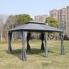 Spacious outdoor gazebo with double-tier roof, removable mesh sides, and rust-resistant steel frame for backyard and garden use-Coolbibila - 2 of 4