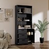 6-Tier Bookshelf with Door and 3 Drawers,Bookcase with 3-Tier Open Shelves, Book Shelf with Storage Cabinet for Home Office, Living Room - 2 of 4