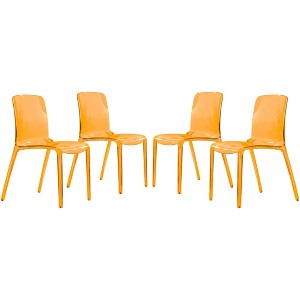 LeisureMod Murray Waterfall Edge Design Plastic Dining Chair, Set of 4 - 1 of 4