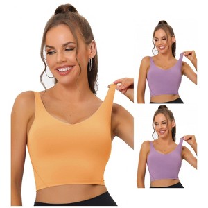 Allegra K Women's Workout Fitness Longline Wireless Padded Sports Bras Multicolored - 1 of 4