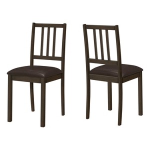 Monarch Specialties Dining Chair Set Of 2 Side Upholstered Kitchen Dining Room Pu Leather Look Wood Legs Brown Transitional - 1 of 4