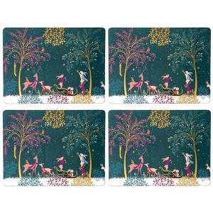 Pimpernel Sara Miller Woodland Tales Placemats, Set of 4 - Festive Animal Scene Placemats for Holiday Dining - Decorative Cork-Backed Table Mats - 1 of 4