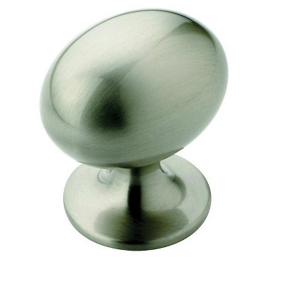 Satin Nickel Oval Cabinet Knob with Mounting Hardware