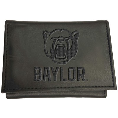 Evergreen NCAA Baylor Bears Black Leather Trifold Wallet Officially Licensed with Gift Box