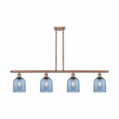 Bella - 4 Light Stem Hung Island In Industrial Style-10 Inches Tall and 48 Inches Wide