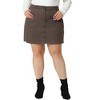 Agnes Orinda Women's Plus Size Faux Suede Button Up High Waist Mini Skirts with Pockets - 2 of 4