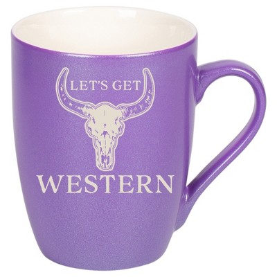 100 North Bull Skull 10 Ounce Passion Purple Metallic Finish, Comfortably Fits Your Hands, New Bone China Coffee Tea Cup Mug, Let's Get Western