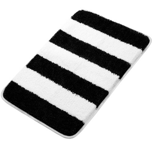 Piccocasa Microfiber Striped Bathroom Rugs Shaggy Soft Thick Water