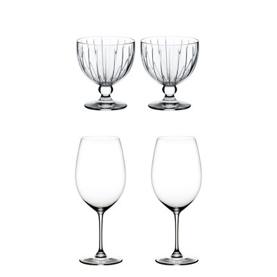 Riedel Sunshine Collection Classic Crystal Dessert Bowl Glass (2 Pack) Bundle with Riedel Vinum Bordeaux Grand Cru Crystal Red Wine Glass (2 Pack)