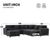 117 Inch Sectional Sofa with Storage Ottoman, Pull-Out Sleeper with Flip-Up Table and USB Ports, Chenille Sofa with Wood Frame-Coolbibila - 4 of 4